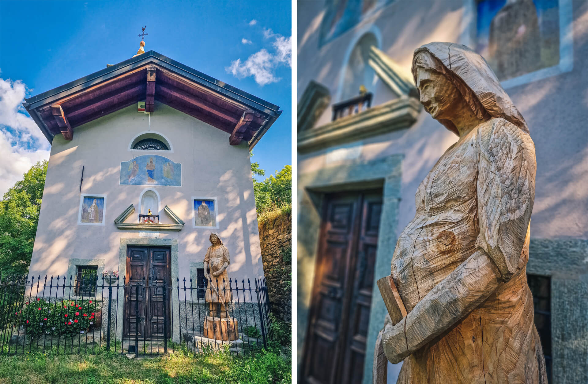 Cammino di Oropa Valdostano in 2 giorni tappa 1 chiesa e statua processione