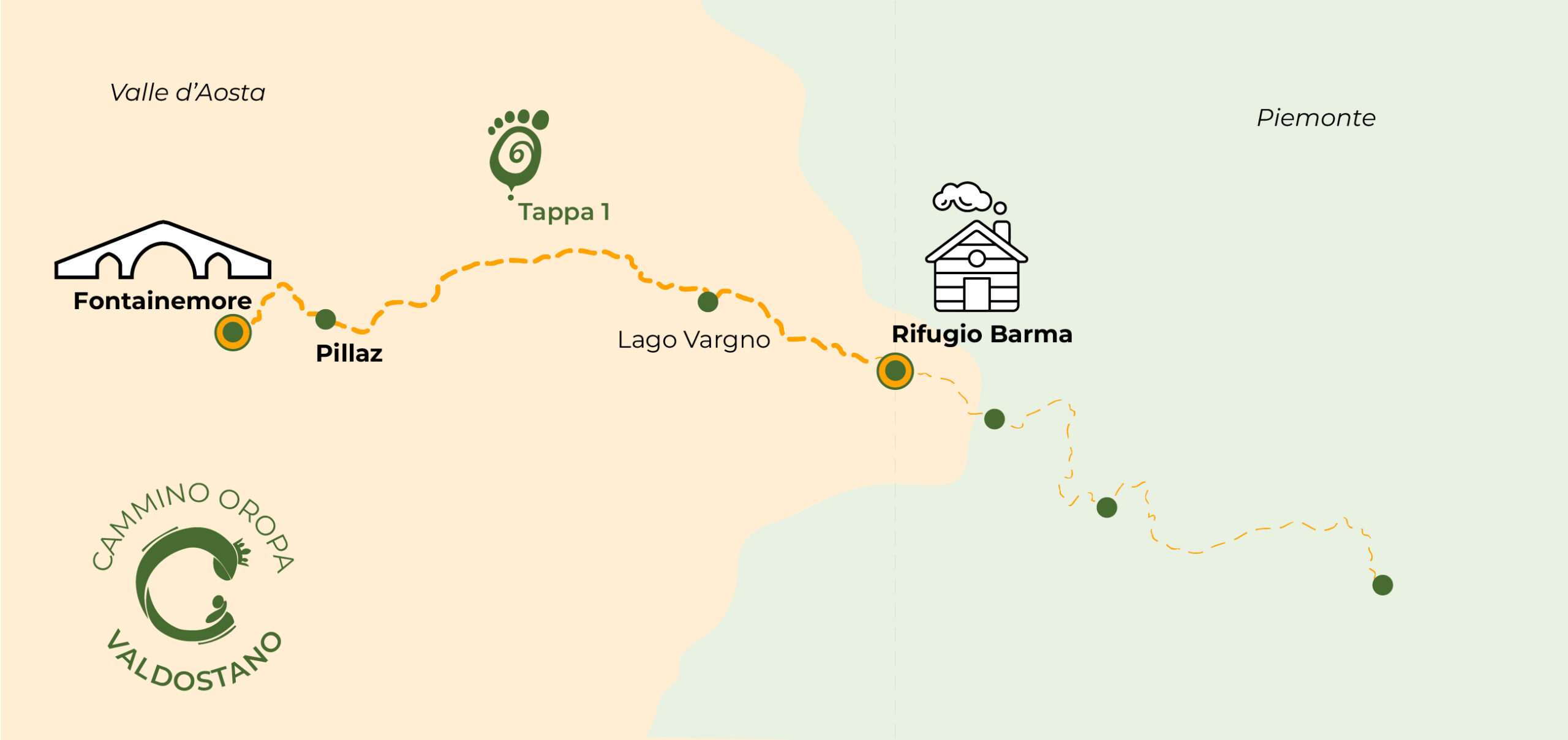 Cartina della prima tappa del Cammino di Oropa Valdostano