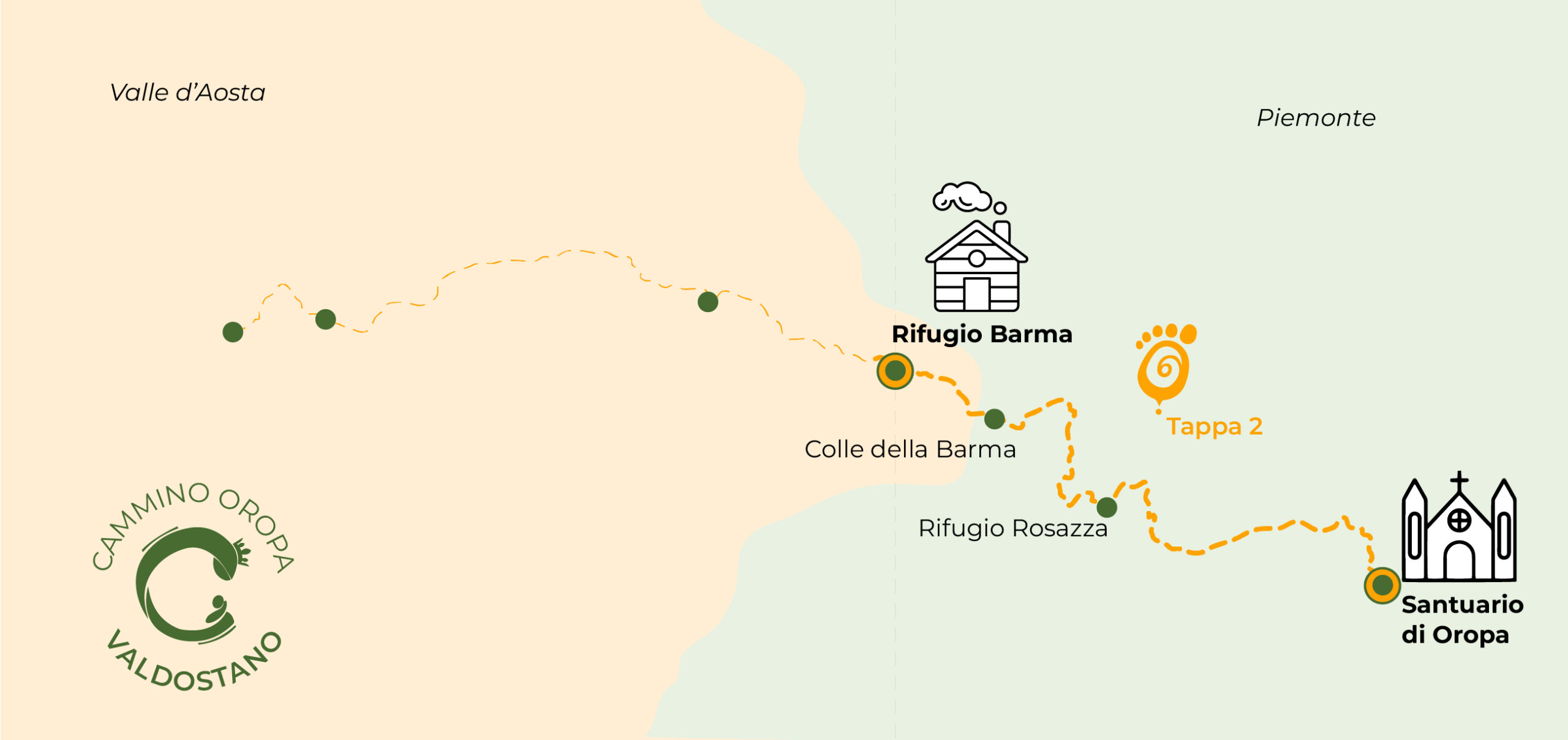 Cartina della seconda tappa del Cammino di Oropa Valdostano