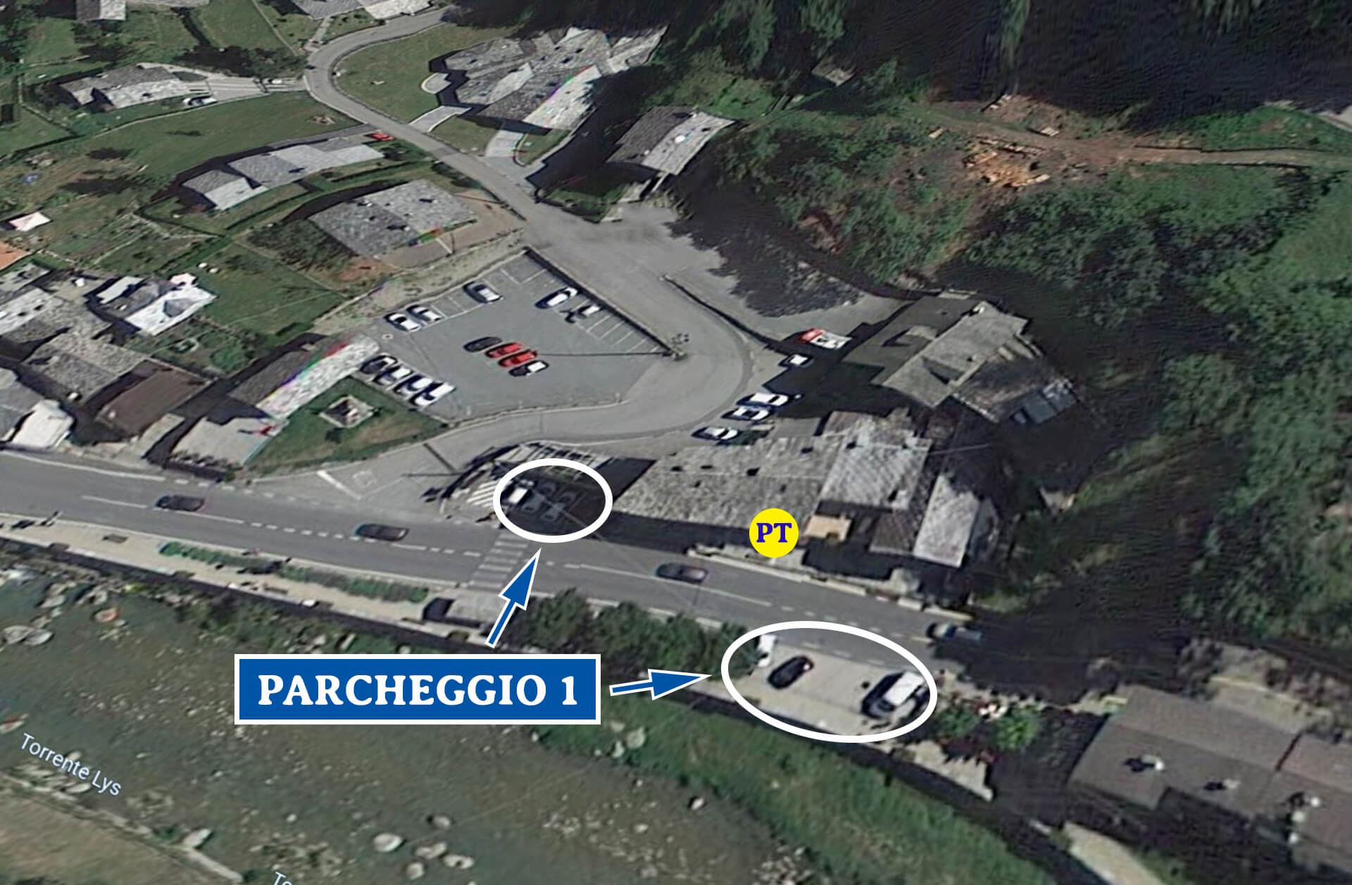 Parcheggio dell'ufficio postale a Fontainemore